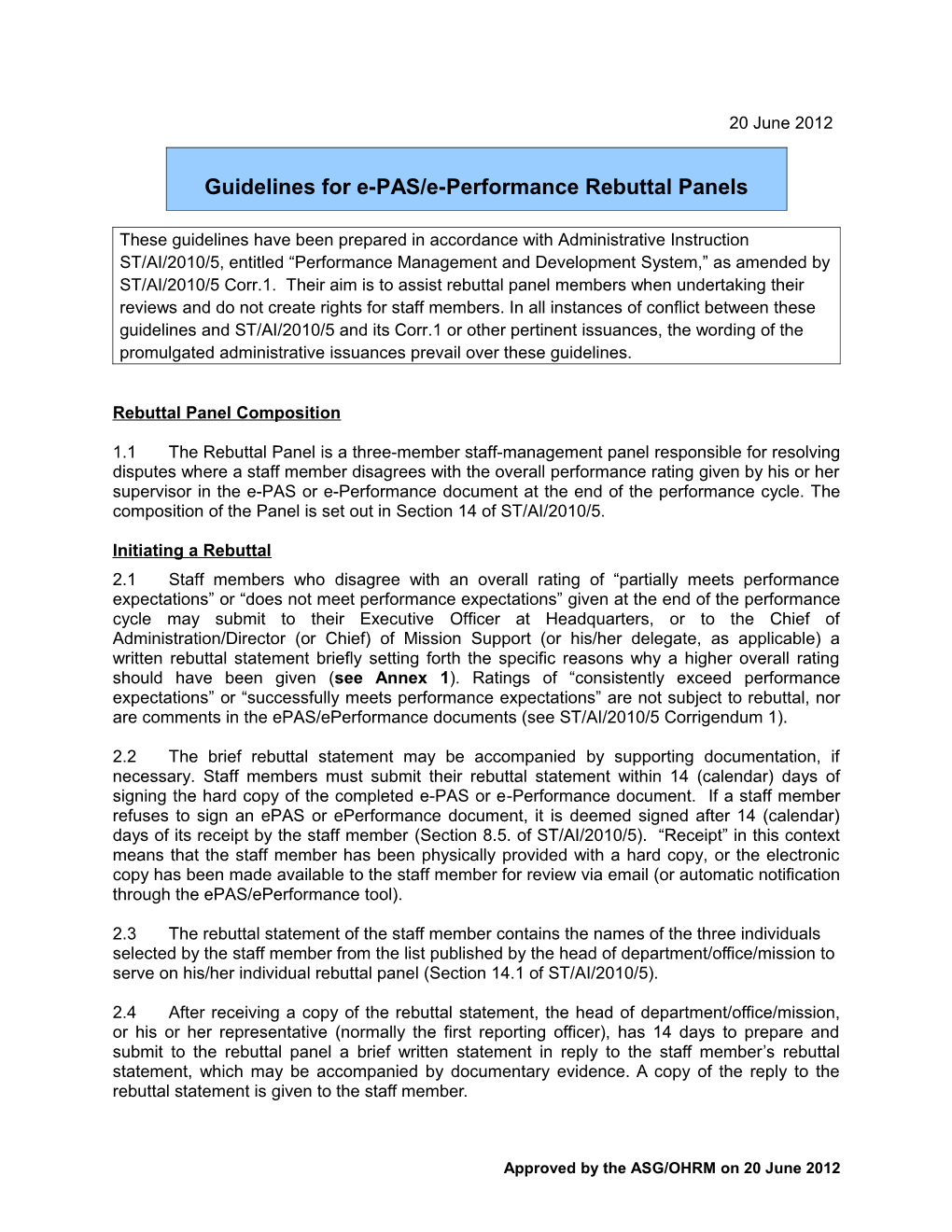 Guidelines for E-PAS/E-Performance Rebuttal Panels