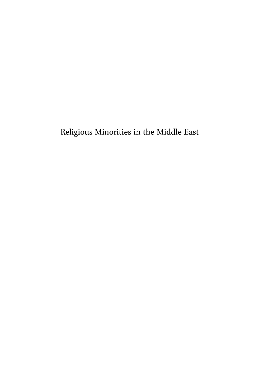 Religious Minorities in the Middle East Social, Economic and Political Studies of the Middle East and Asia (S.E.P.S.M.E.A.)