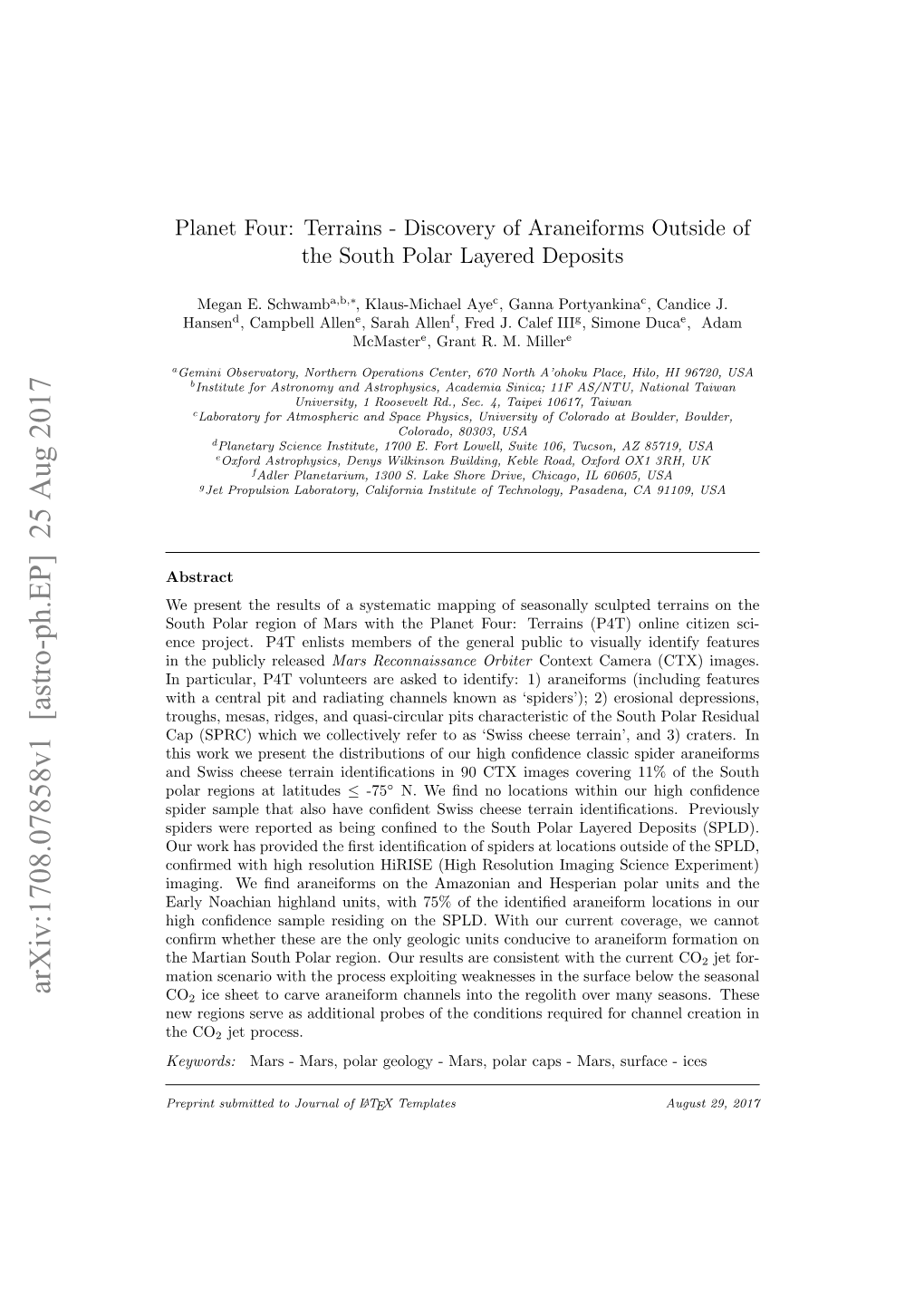 Planet Four: Terrains-Discovery of Araneiforms Outside of the South