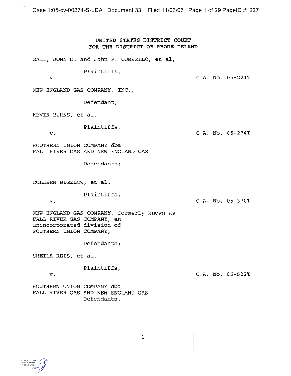 Plaintiffs, Plaintiffs, Plaintiffs, NEW ENGLAND GAS