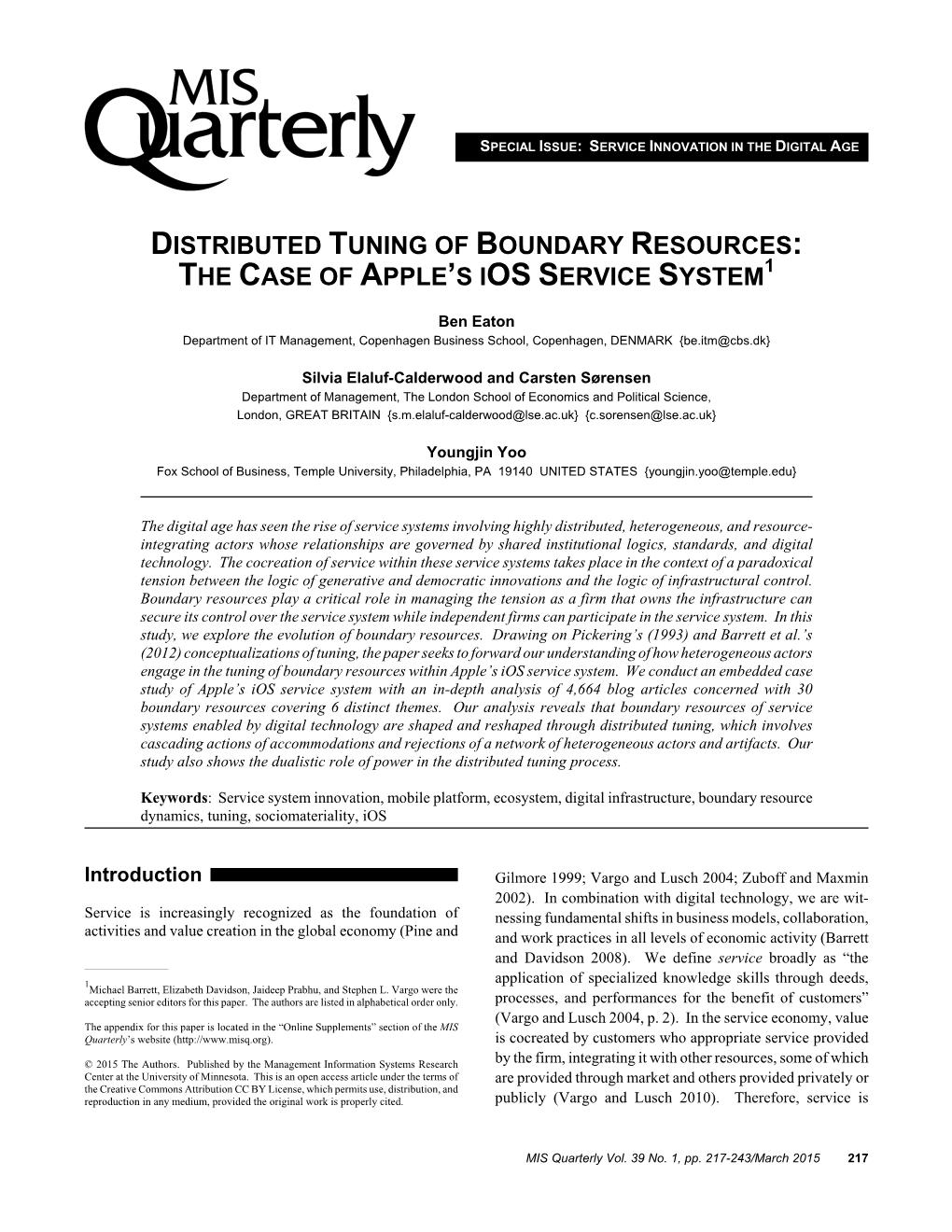 Distributed Tuning of Boundary Resources: the Case of Apple's Ios Service System