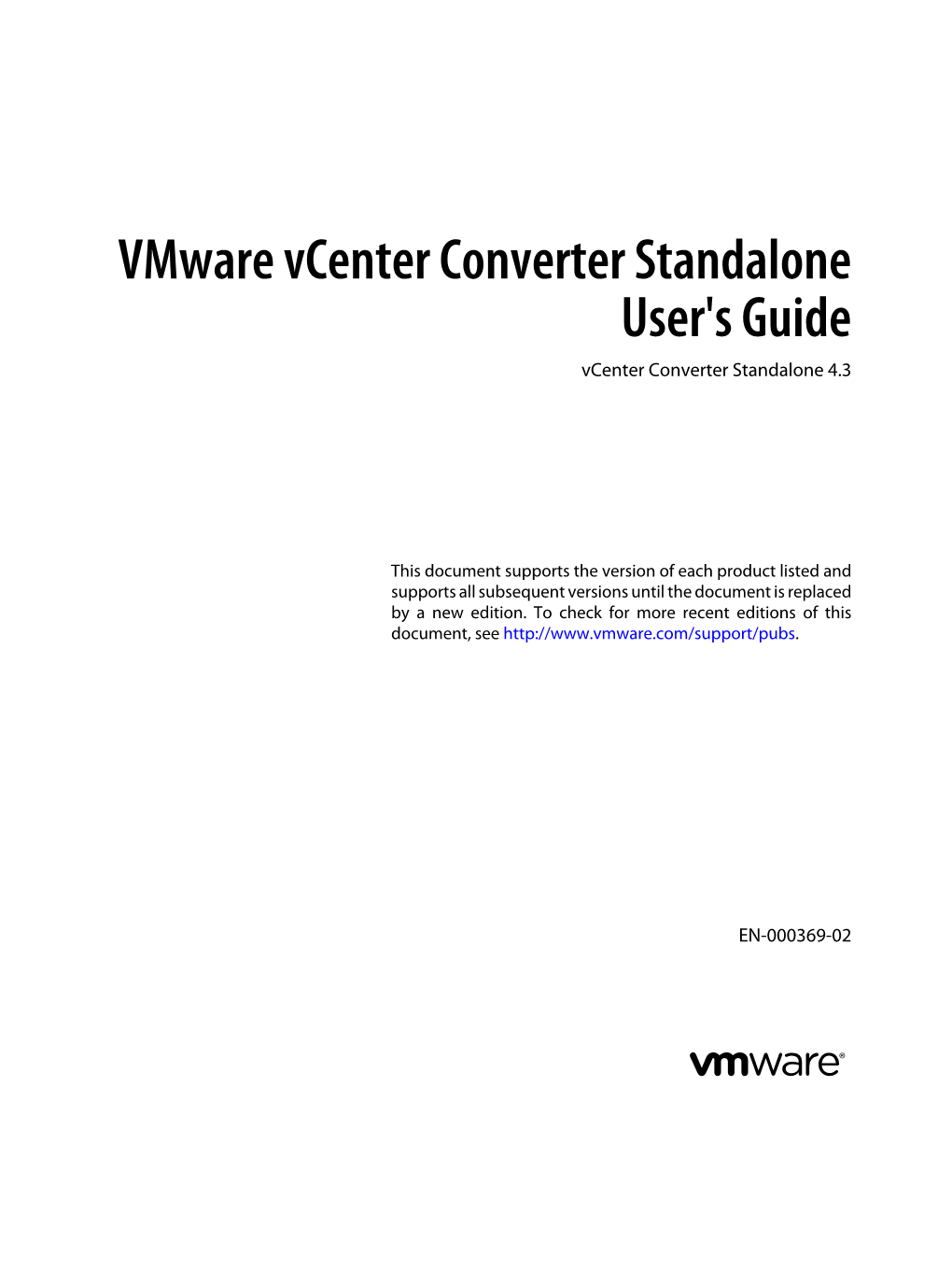 Vmware Vcenter Converter Standalone 4.3 User's Guide