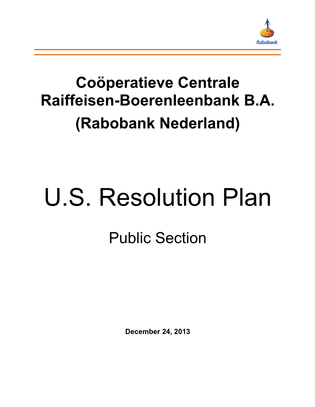 U.S. Resolution Plan