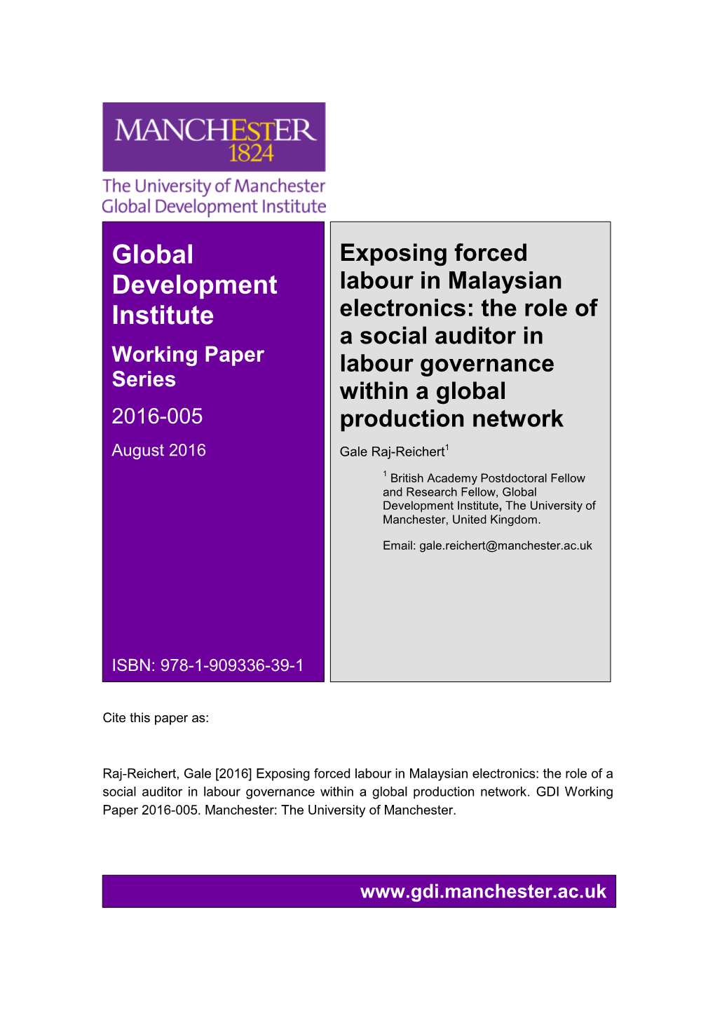Exposing Forced Labour in Malaysian Electronics: the Role of a Social Auditor in Labour Governance Within a Global Production Network