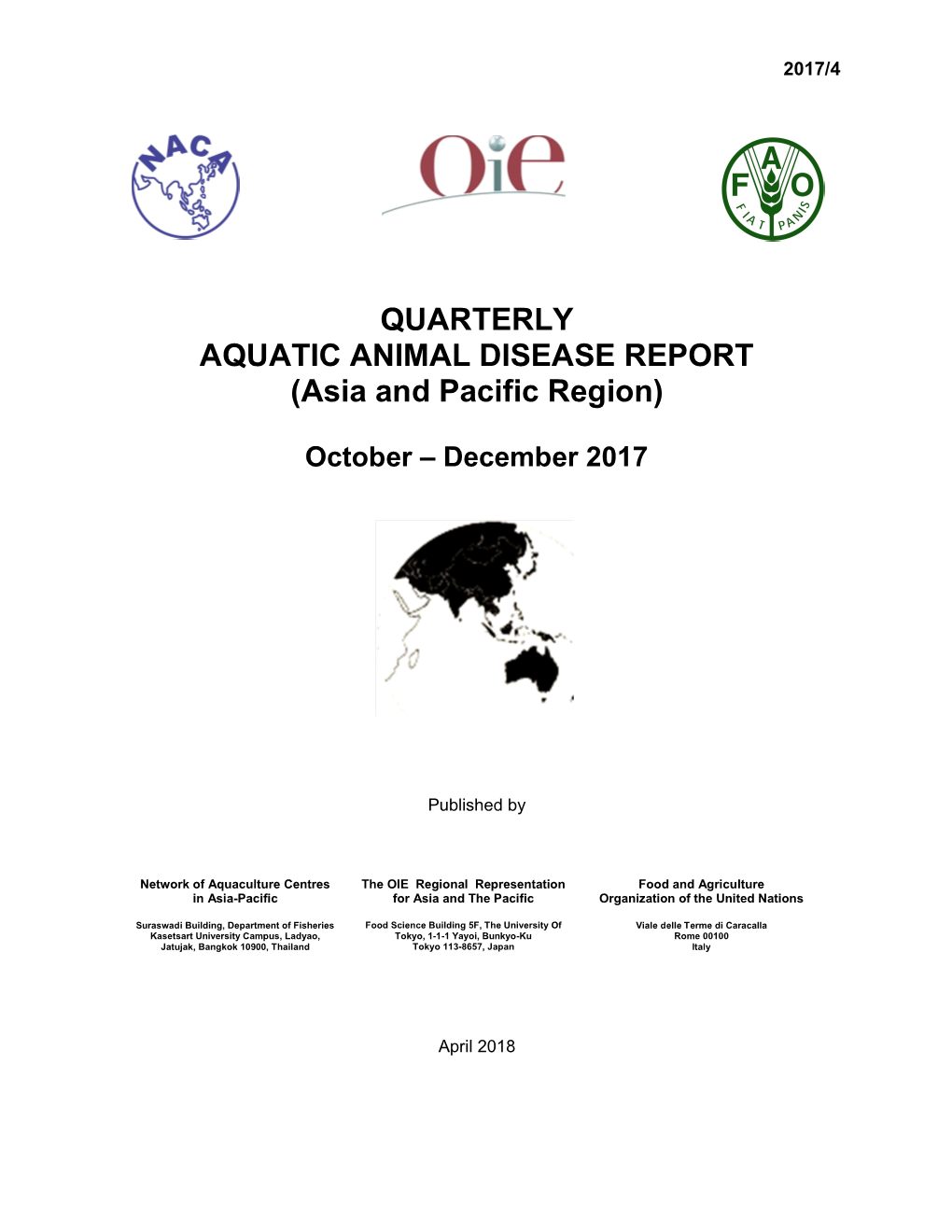 QUARTERLY AQUATIC ANIMAL DISEASE REPORT (Asia and Pacific Region)