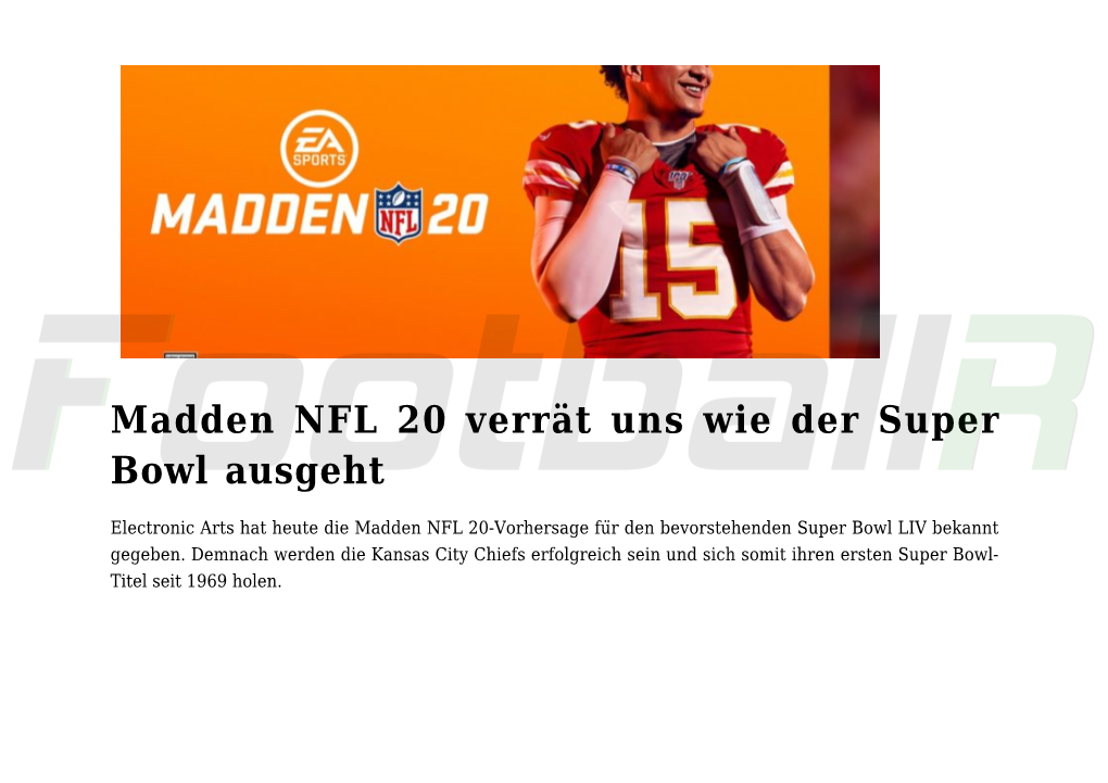 Madden NFL 20 Verrät Uns Wie Der Super Bowl Ausgeht,Madden 20