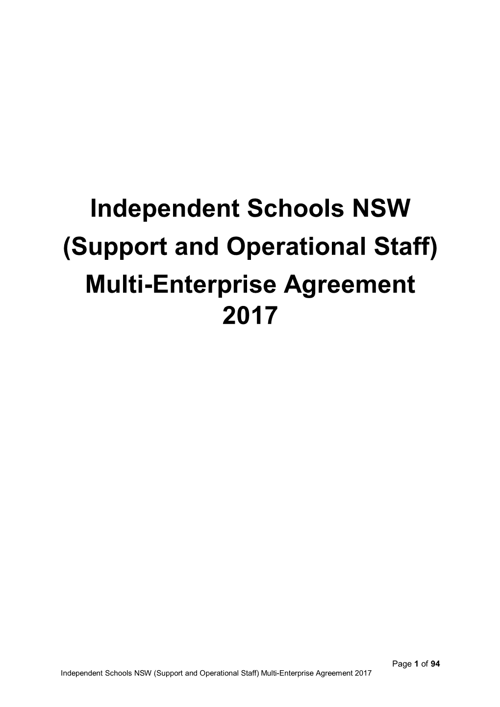 Independent Schools NSW (Support and Operational Staff) Multi-Enterprise Agreement 2017