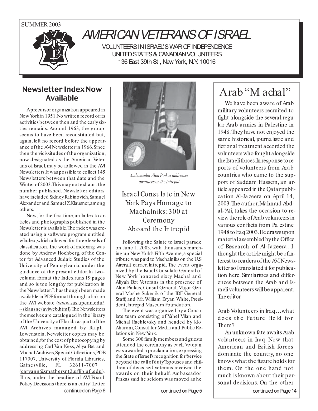 AVI Newsletter Summer 2003