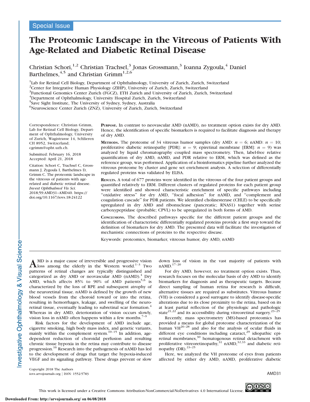 The Proteomic Landscape in the Vitreous of Patients with Age-Related and Diabetic Retinal Disease