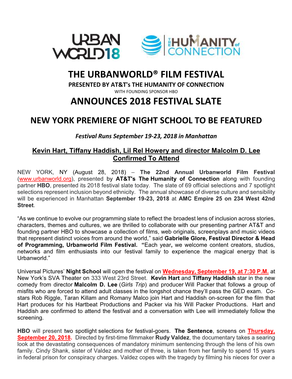 The Urbanworld® Film Festival Announces 2018 Festival Slate