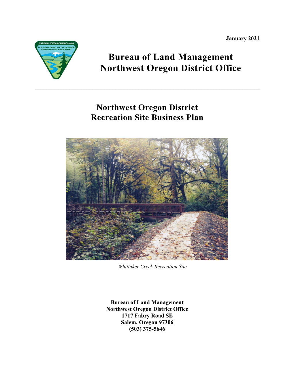 Draft Northwest Oregon District Recreation Site Business Plan