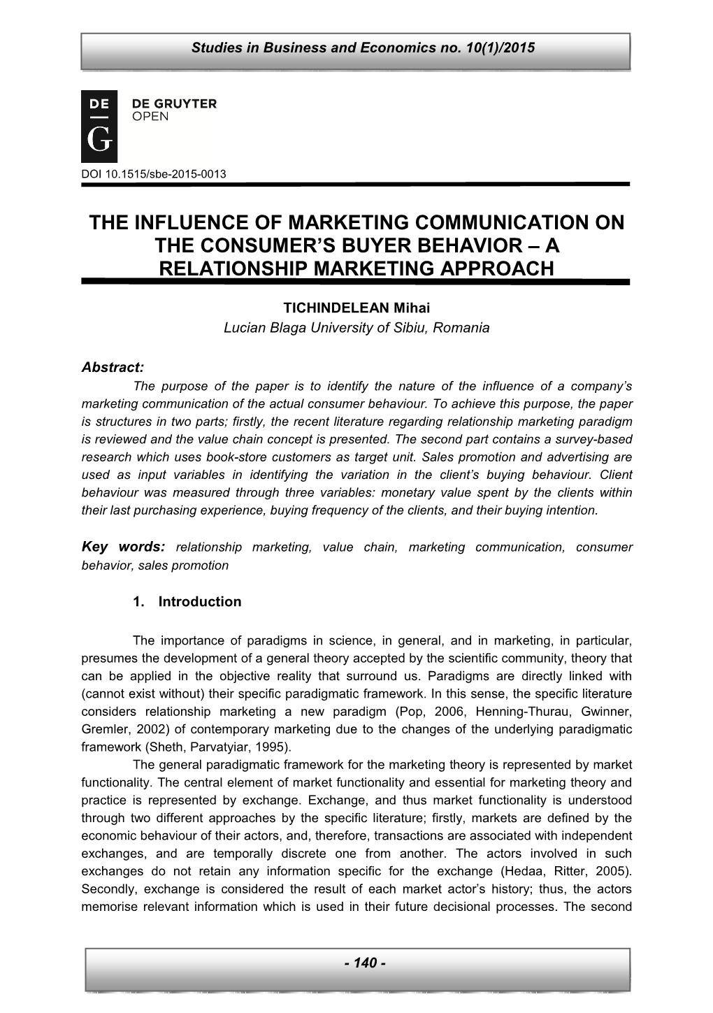 The Influence of Marketing Communication on the Consumer's