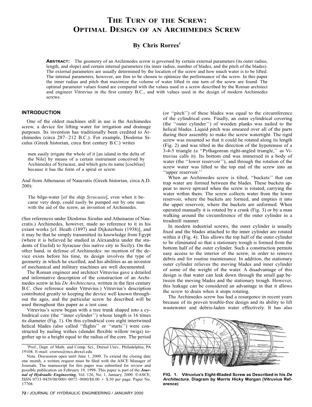 The Turn of the Screw: Optimal Design of an Archimedes Screw