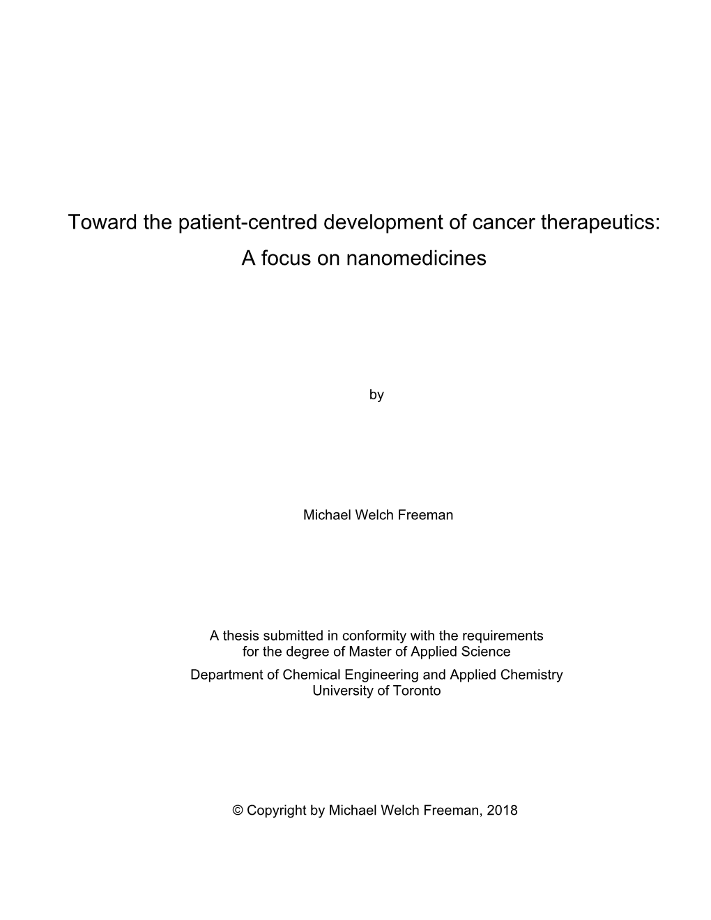 Toward the Patient-Centred Development of Cancer Therapeutics: a Focus on Nanomedicines
