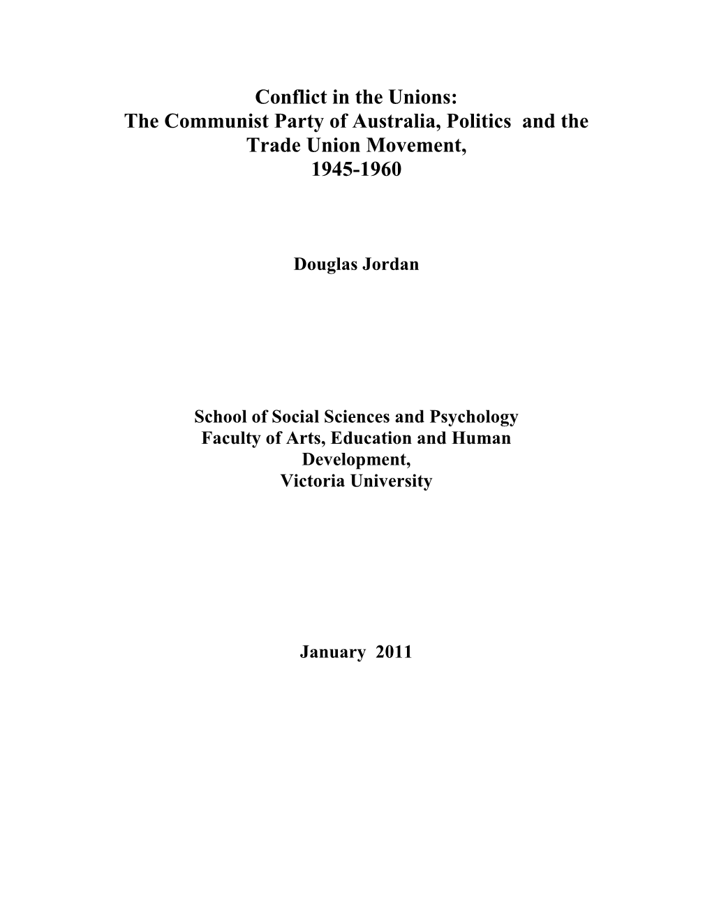 The Communist Party of Australia and the Trade Union Movement