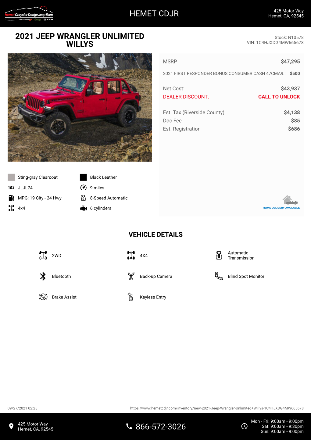 2021 Jeep Wrangler Unlimited Willys