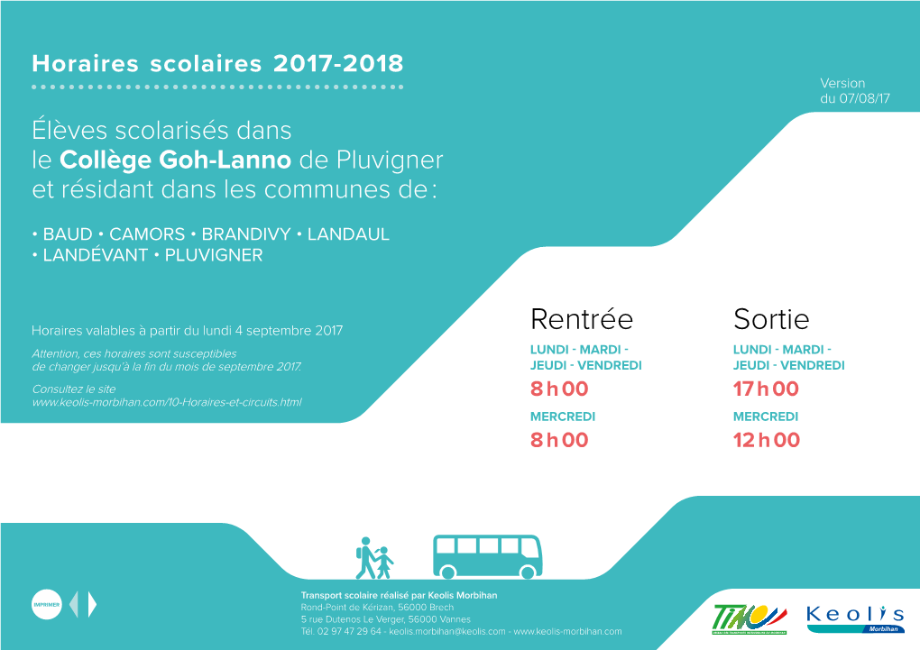 Collège Goh-Lanno De Pluvigner Et Résidant Dans Les Communes De