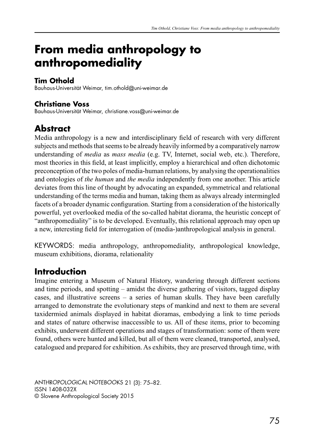 From Media Anthropology to Anthropomediality