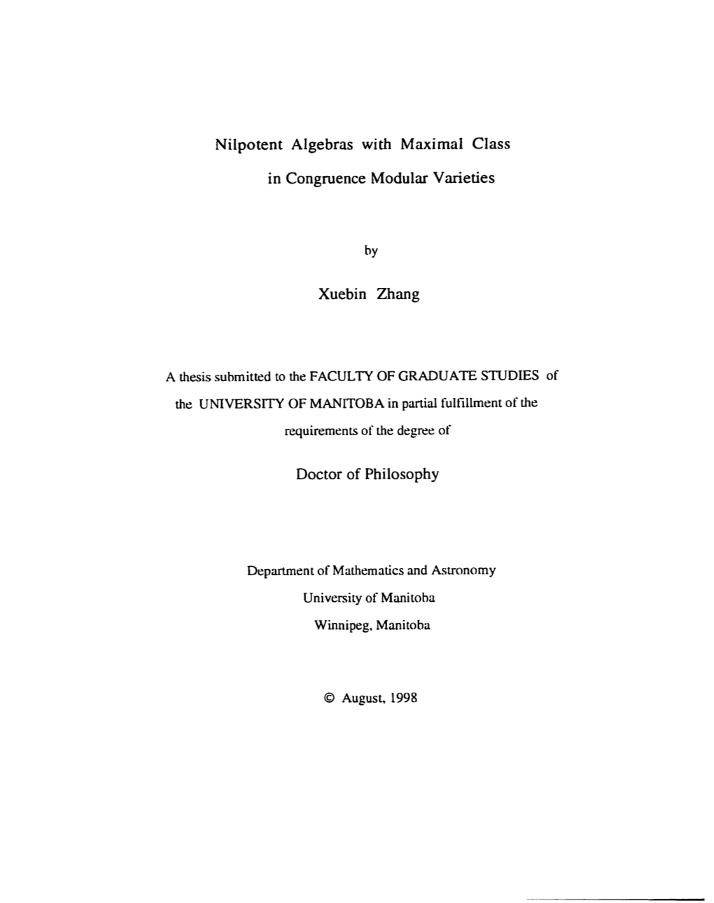 Nilpotent Algebras with Maximal Class in Congruence Modular Varieties