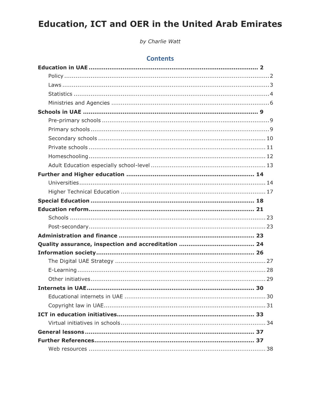 Education, ICT and OER in the United Arab Emirates