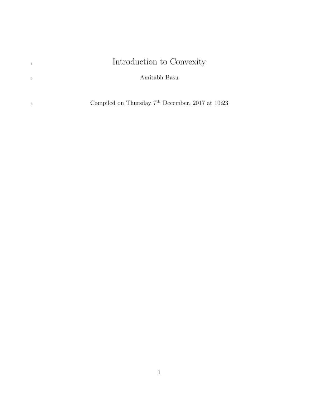 Introduction to Convexity