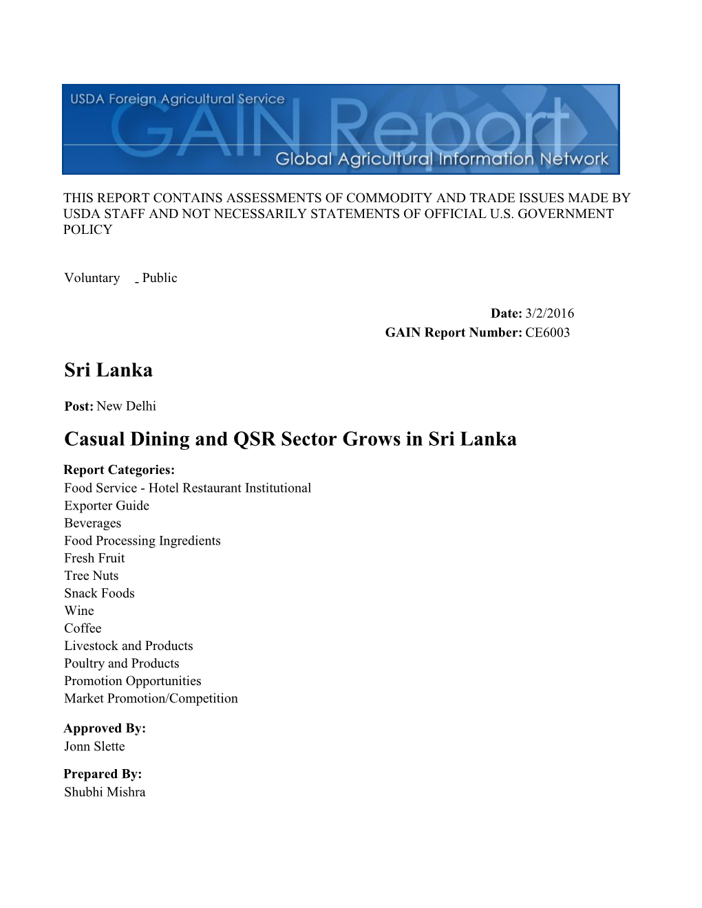 Casual Dining and QSR Sector Grows in Sri Lanka
