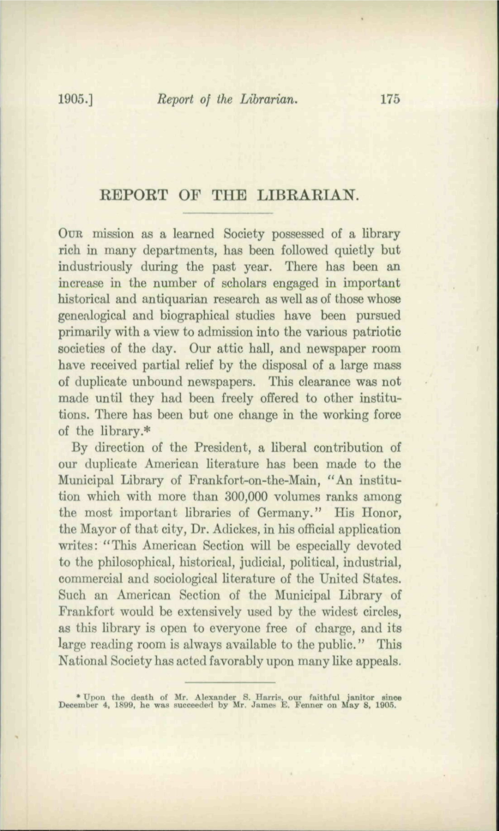 Report of the Librarian. 175