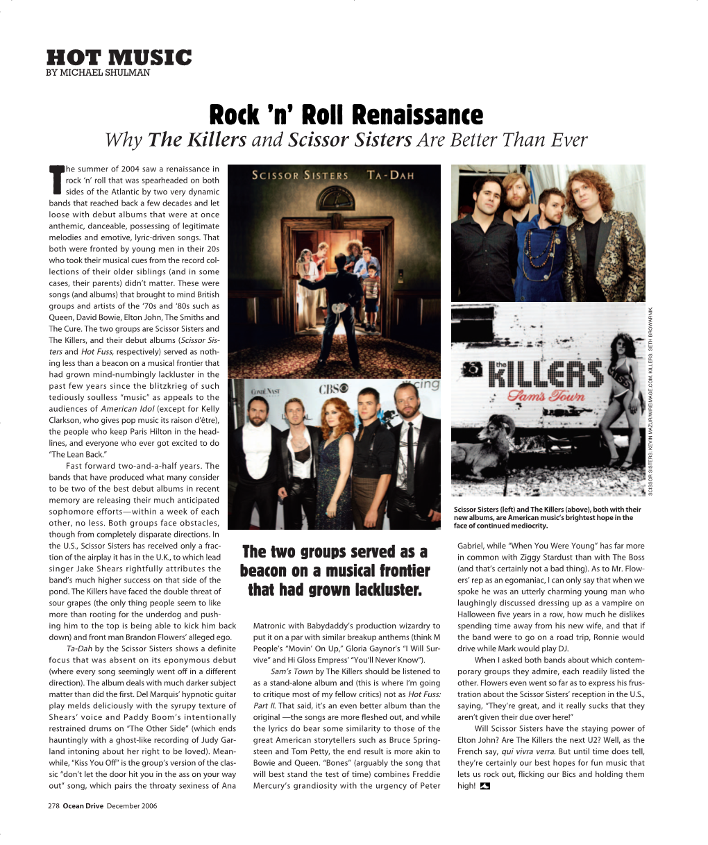 Rock ’N’ Roll Renaissance Why the Killers and Scissor Sisters Are Better Than Ever