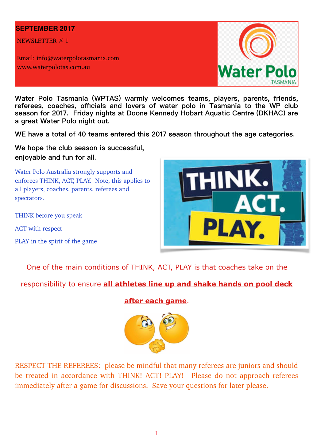 Water Polo Newsletter