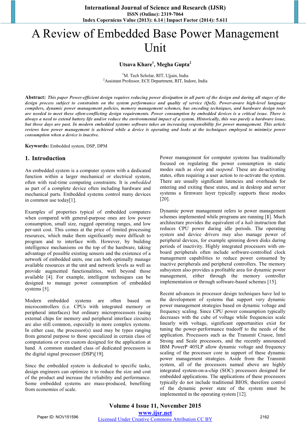 A Review of Embedded Base Power Management Unit