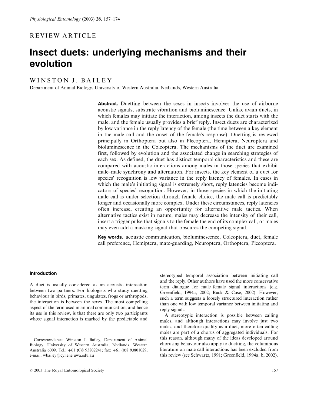 Insect Duets: Underlying Mechanisms and Their Evolution