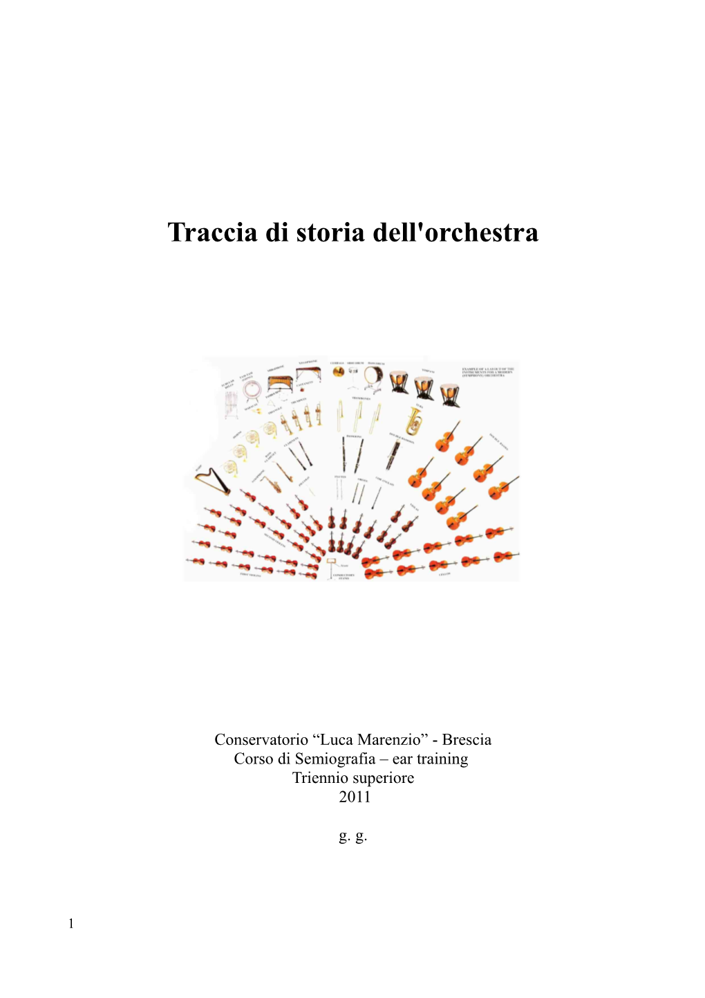 Traccia Di Storia Dell'orchestra