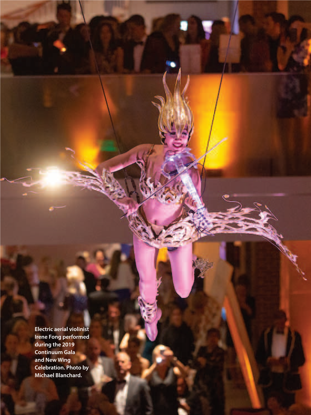 Electric Aerial Violinist Irene Fong Performed During the 2019 Continuum Gala and New Wing Celebration