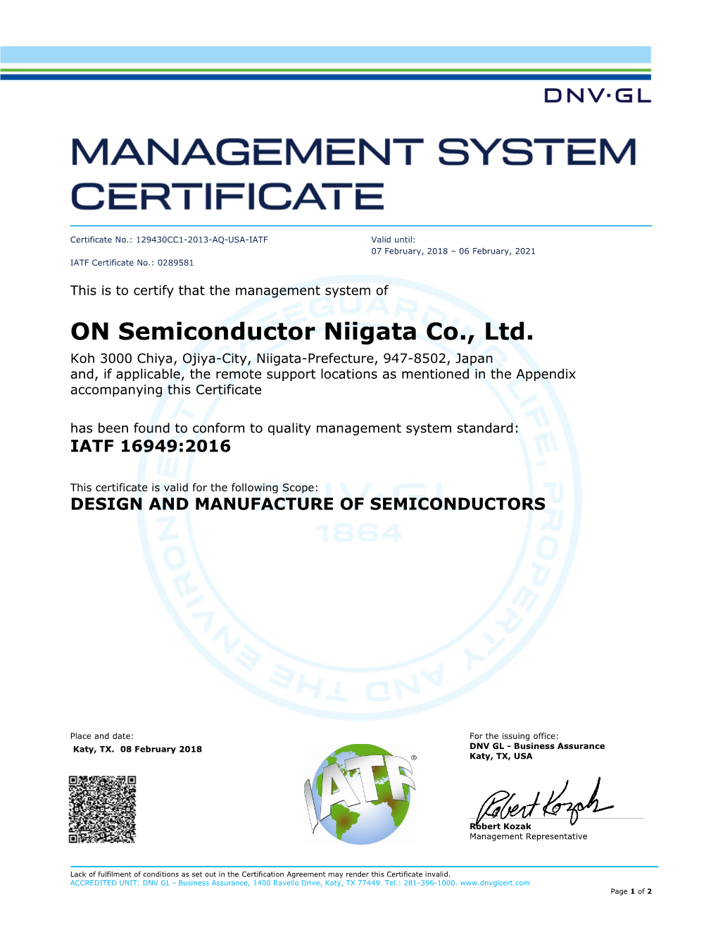 ON Semiconductor Niigata Co., Ltd