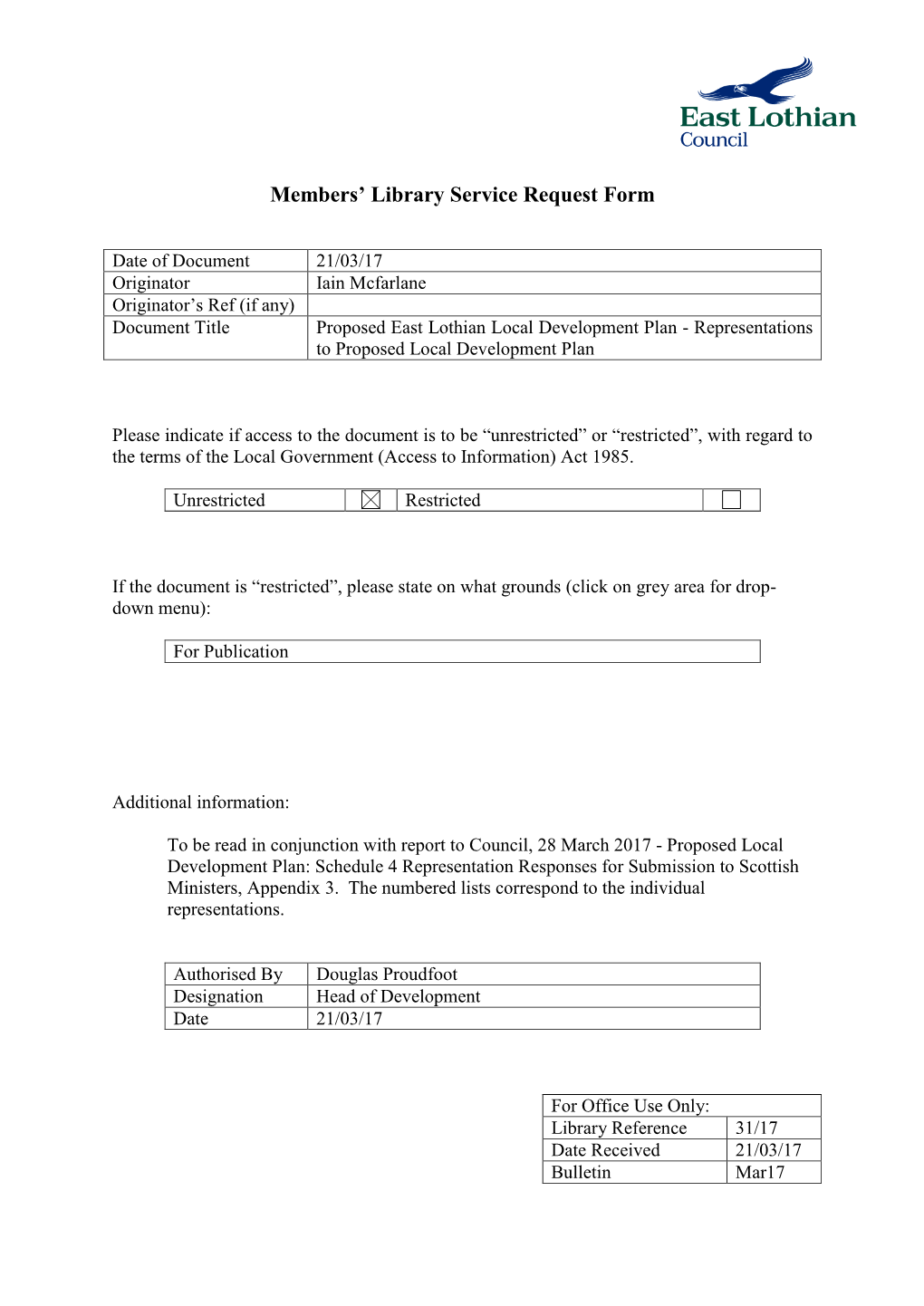 31/17 Proposed East Lothian Local