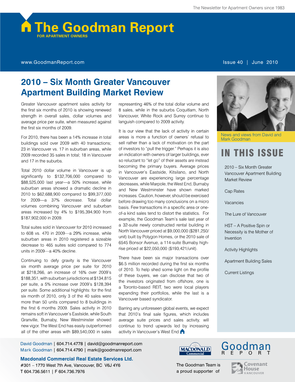 2010 – Six Month Greater Vancouver Apartment Building Market Review