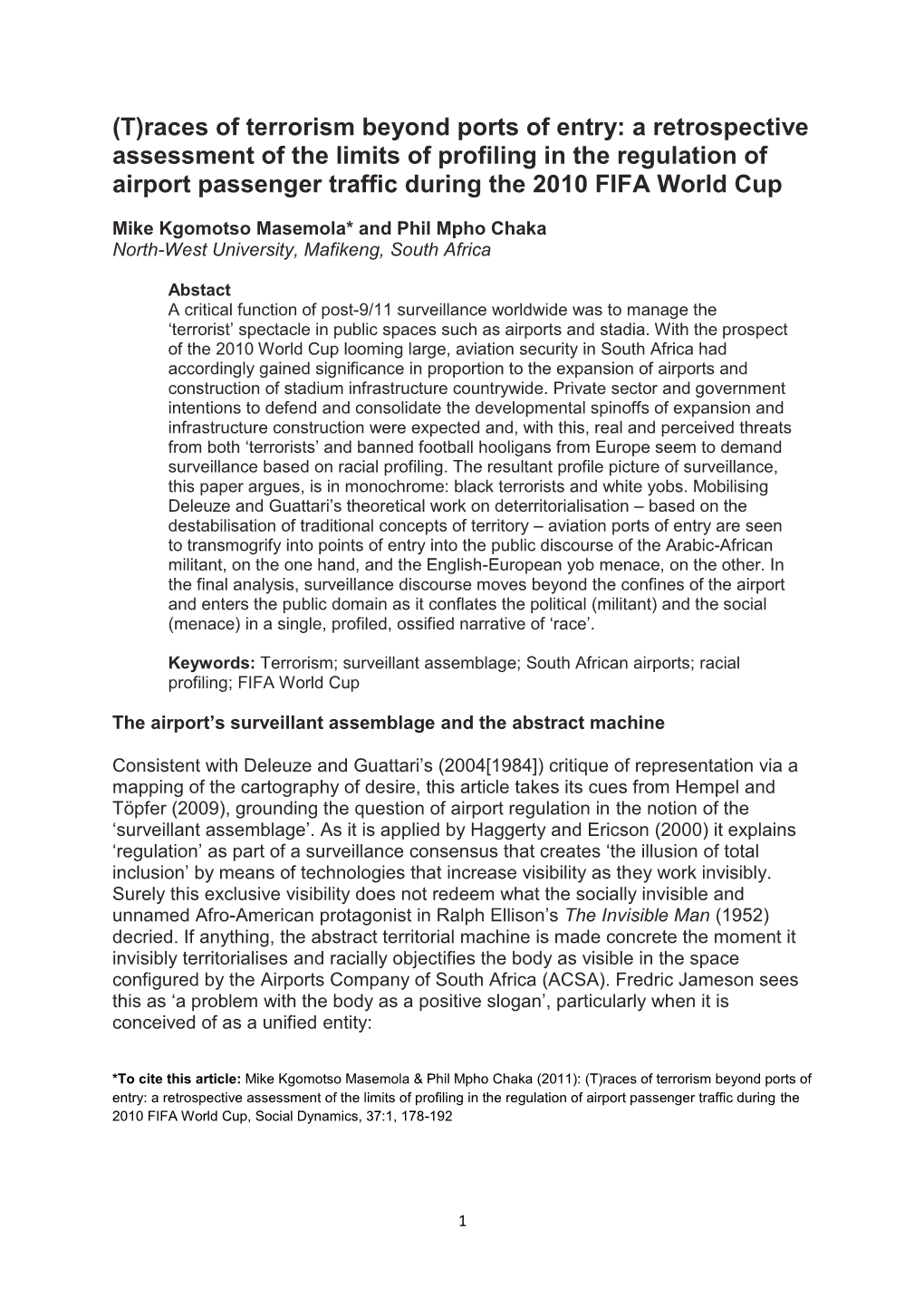 (T)Races of Terrorism Beyond Ports of Entry: a Retrospective Assessment Of