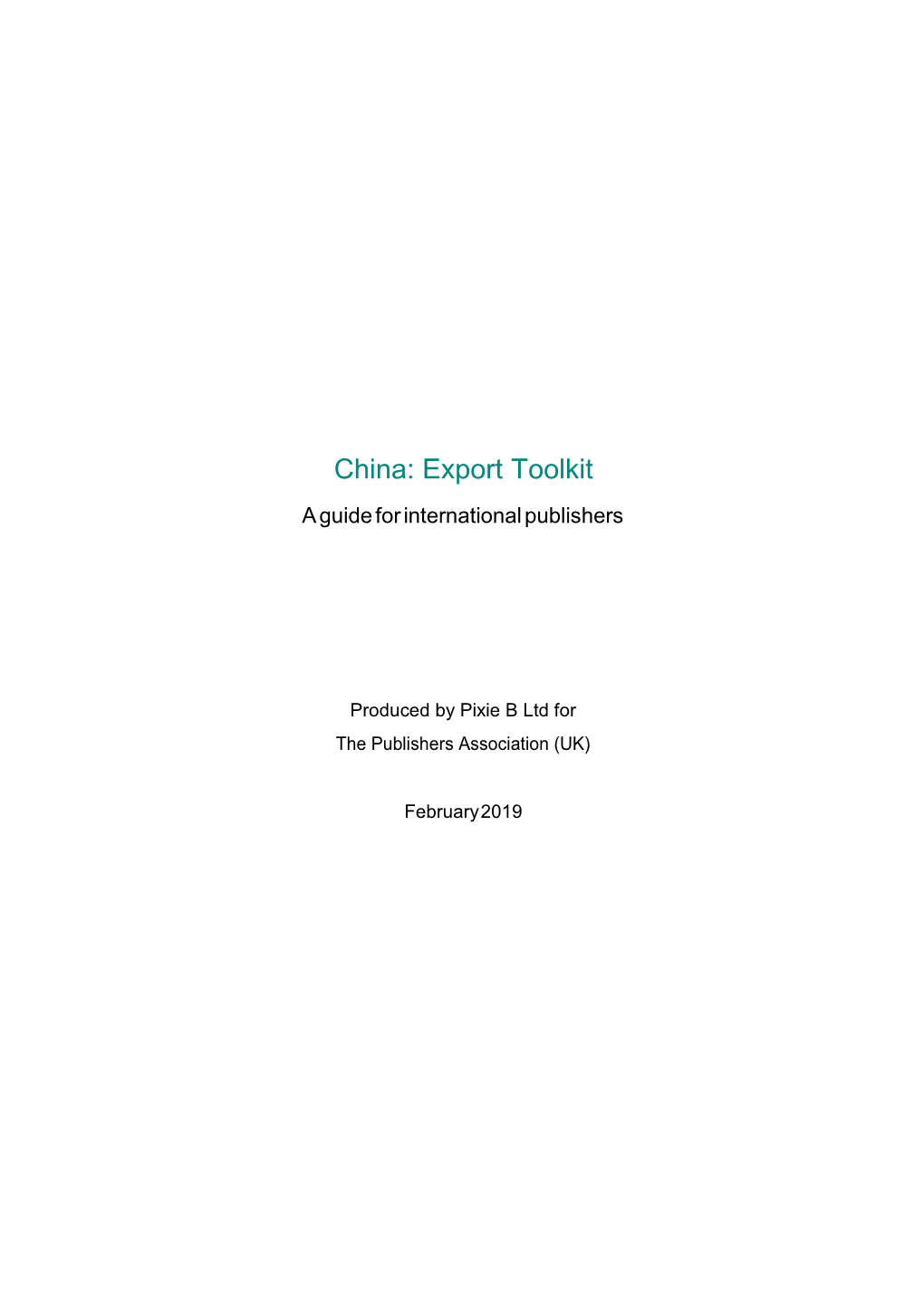 China: Export Toolkit a Guide for International Publishers