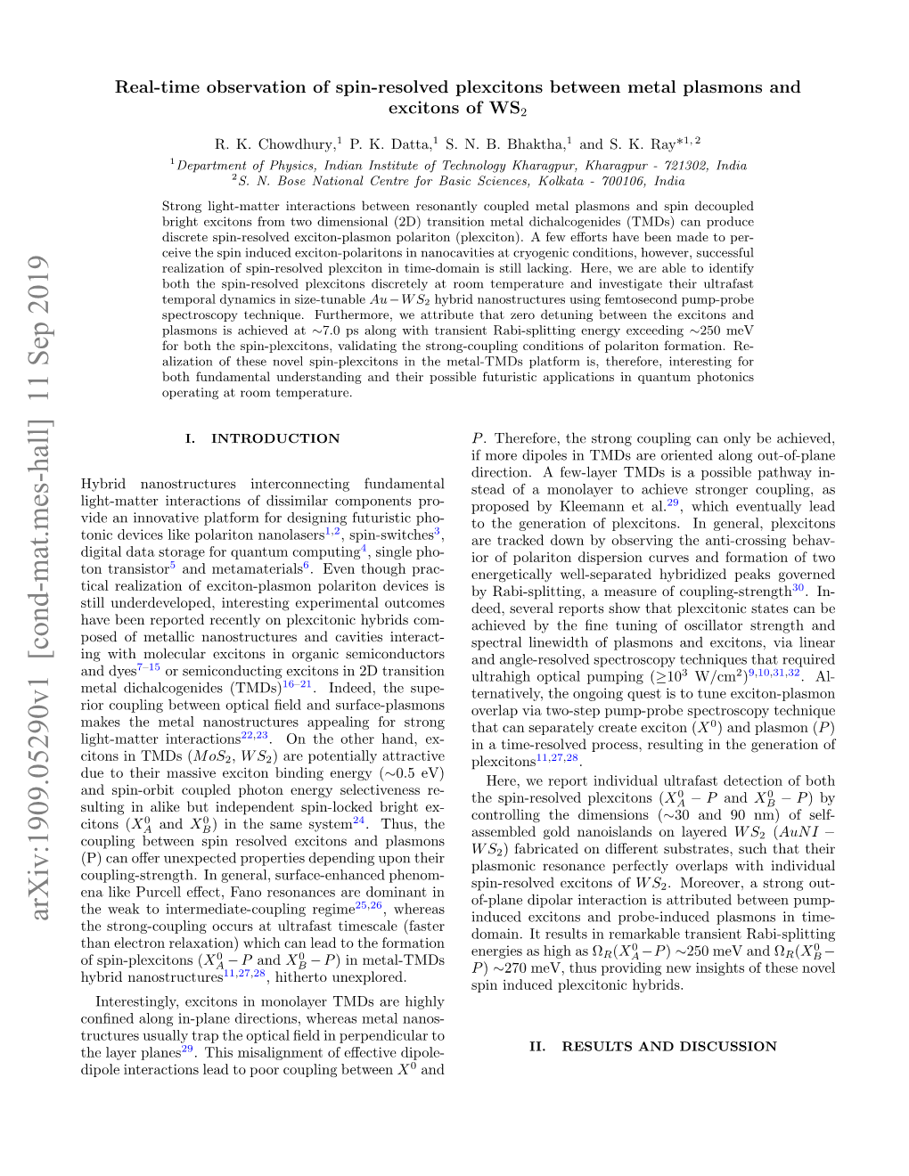 Real-Time Observation of Spin-Resolved Plexcitons Between Metal Plasmons and Excitons of WS2