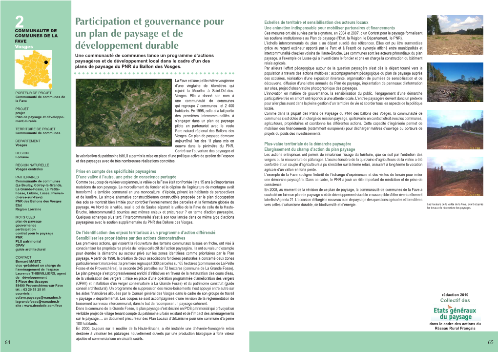 Participation Et Gouvernance Pour Un Plan De Paysage Et De