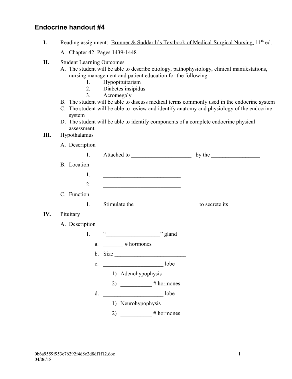 Endocrine Handout #4