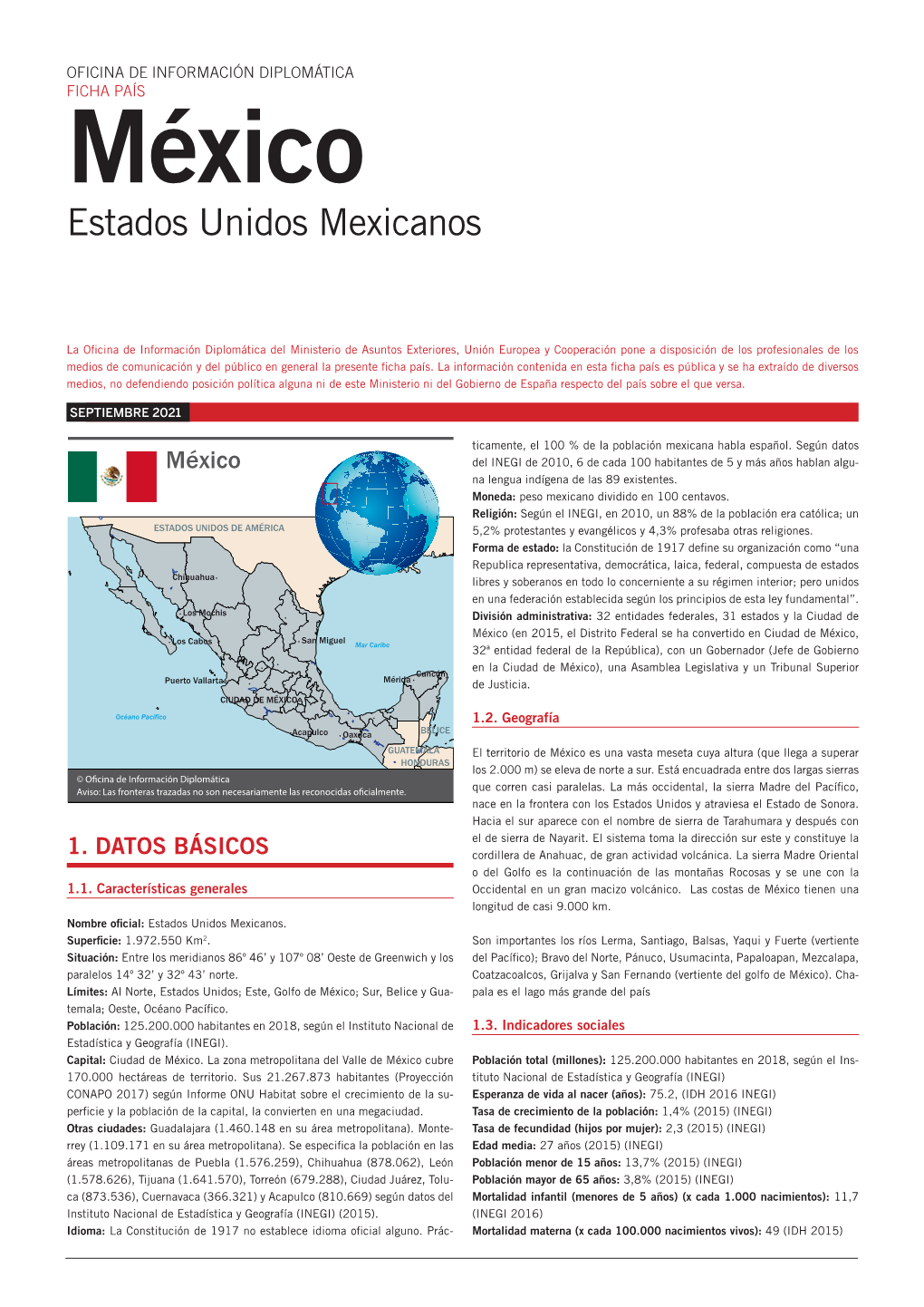 FICHA PAÍS México Estados Unidos Mexicanos