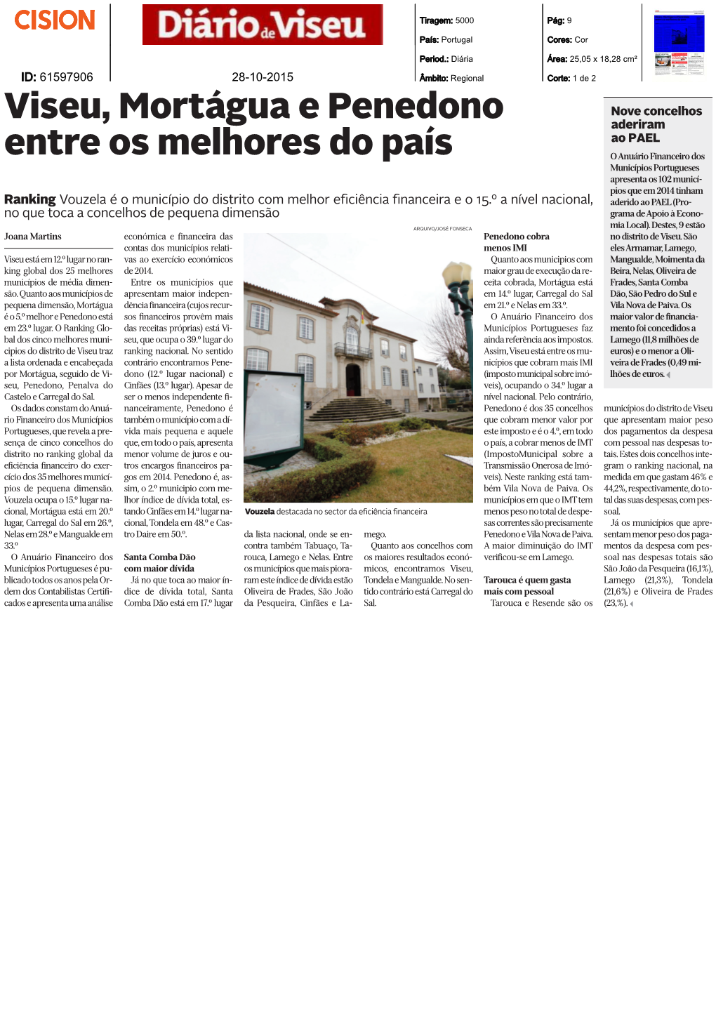 Viseu, Mortágua E Penedono Entre Os Melhores Do País