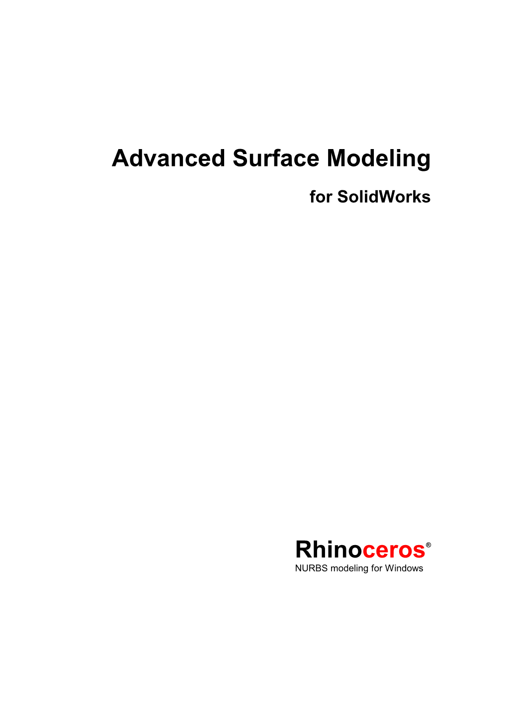 Advanced Surface Modeling Rhinoceros®