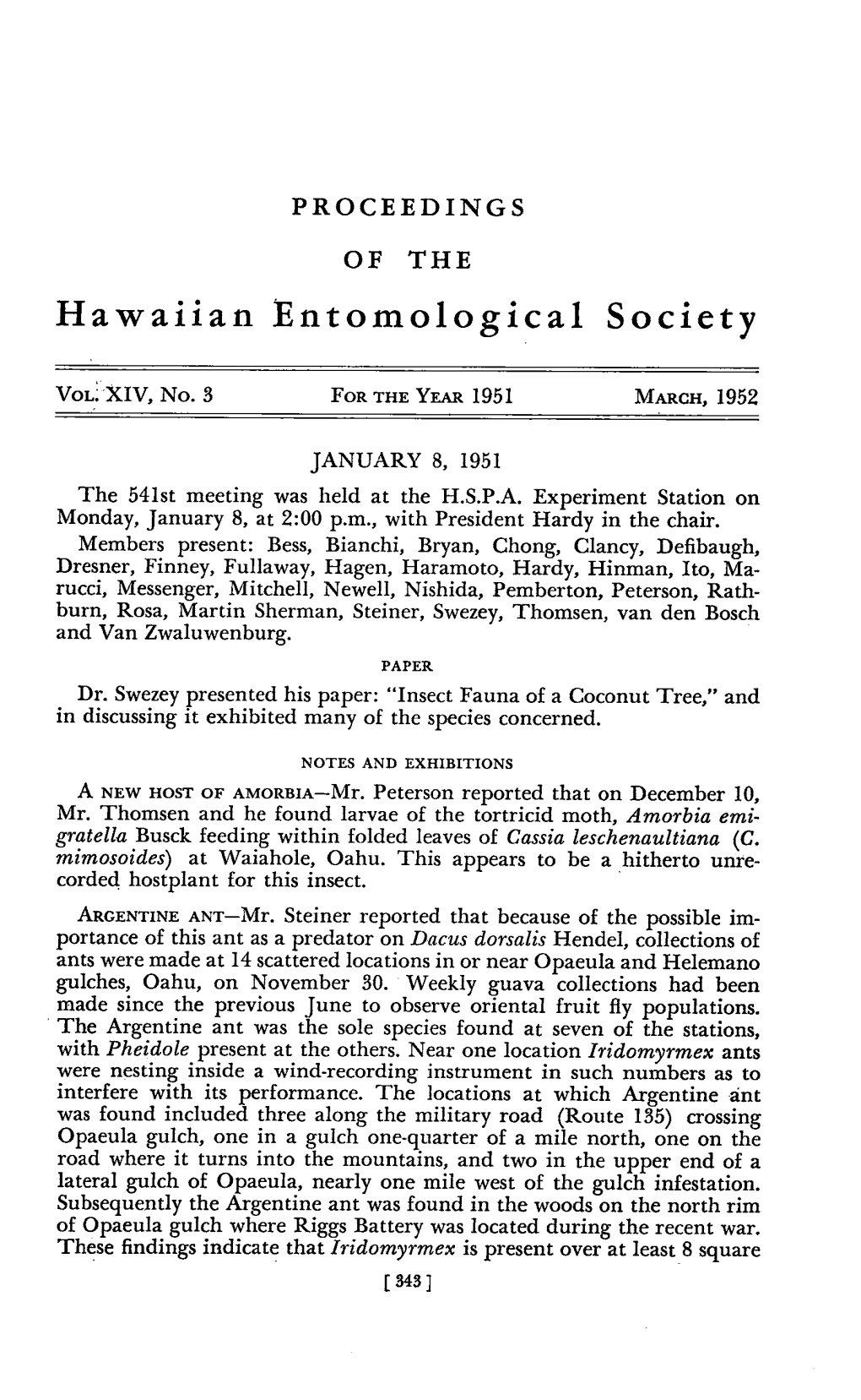 Hawaiian Entomological Society