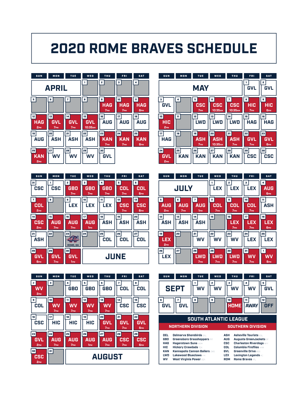 2020 Schedule W Game Times Tall