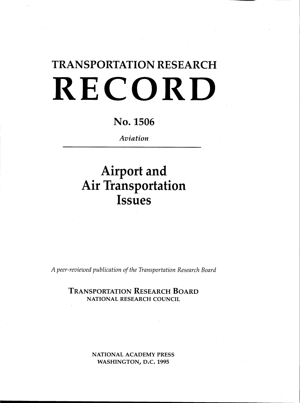Airport and Air Transportation Issues