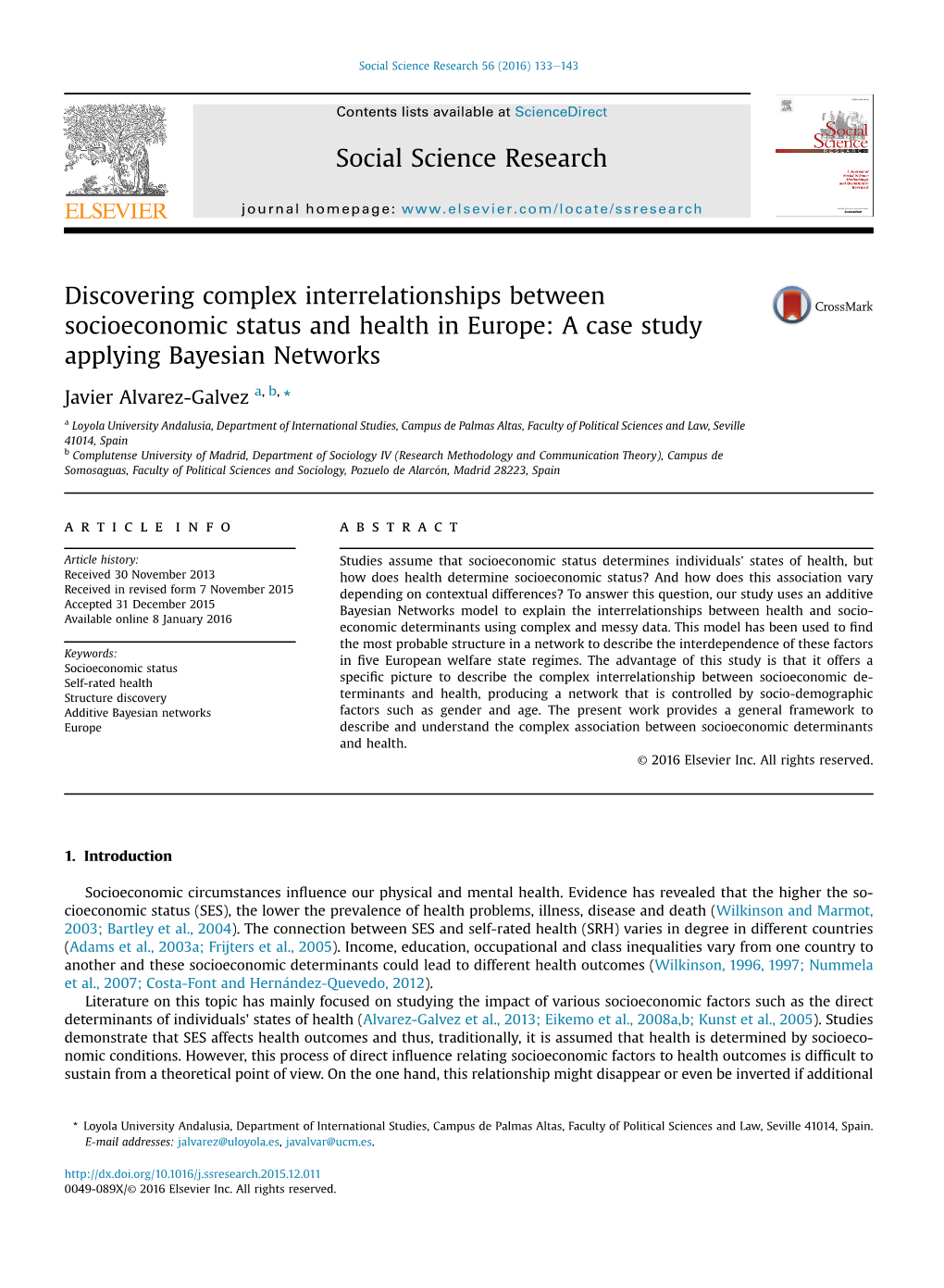 Discovering Complex Interrelationships Between Socioeconomic Status and Health in Europe: a Case Study Applying Bayesian Networks