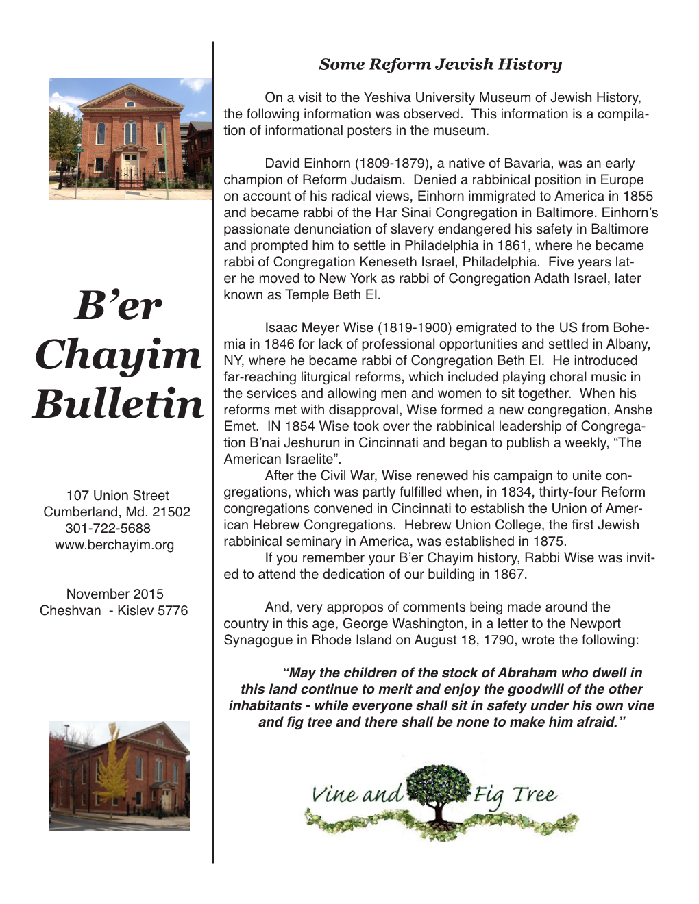 B'er Chayim Bulletin
