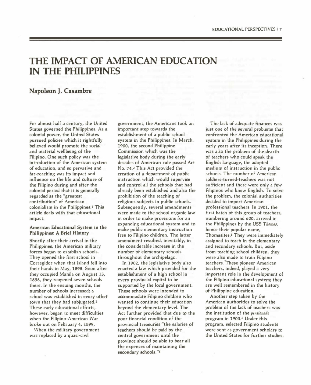 The Impact of American Education in the Philippines